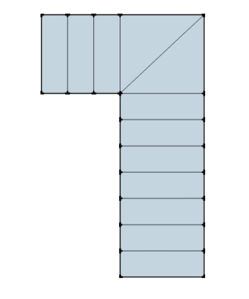 Sviluppo ad L con ventaglio a 2