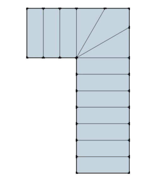 Sviluppo ad L con ventaglio a 3